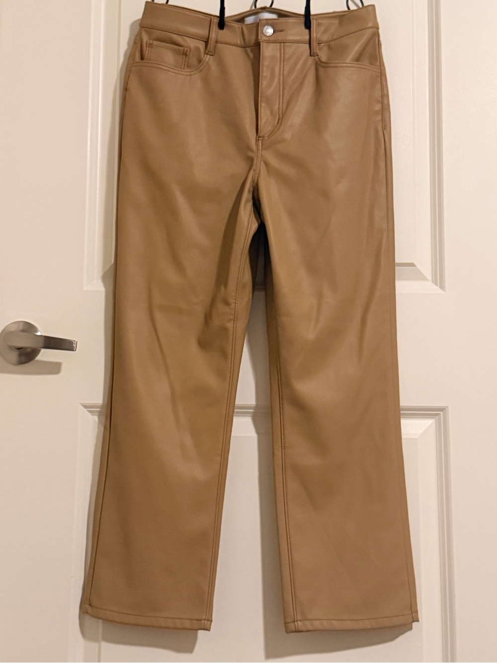 Faux Leather Chinos - Straight Leg - Size 8/29 - Camel